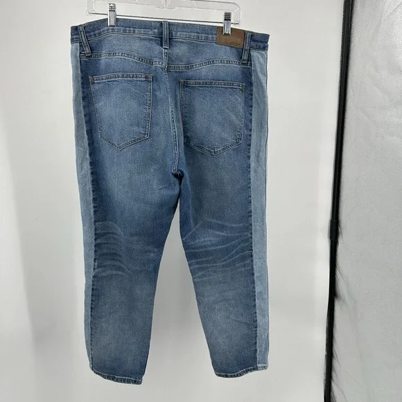 Madewell Cruiser Straight Crop Two Tone Pieced Edition Denim Jean Women Size 32 - Picture 2 of 12